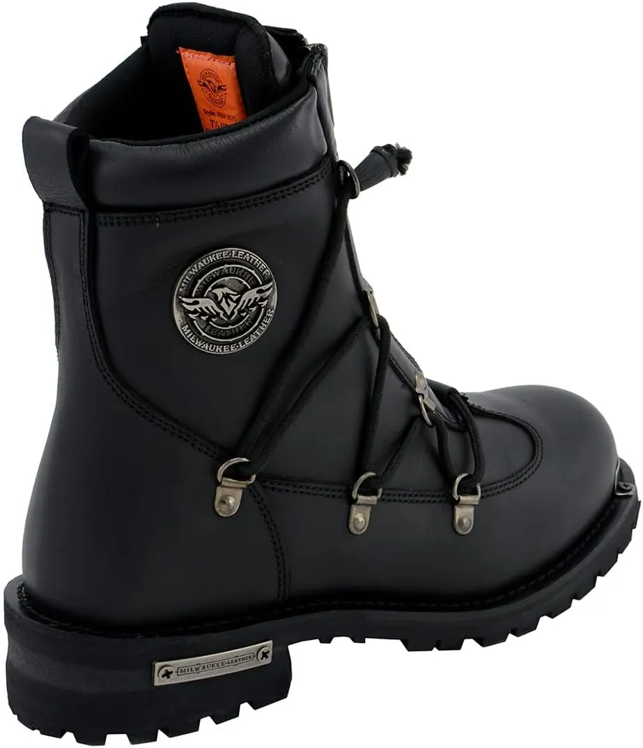 Milwaukee Leather Men's Black Smooth Plain Motorcycle Leather Boots - 11