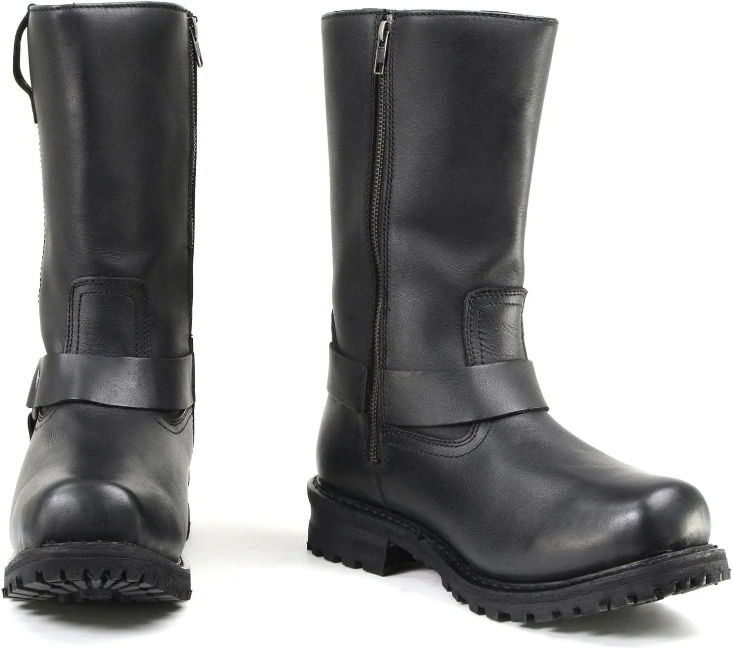 Milwaukee Leather Men’s Black Waterproof Boots 11-inch Wide Width Square Toe with Harness and Zipper MBM9061WP - 11W