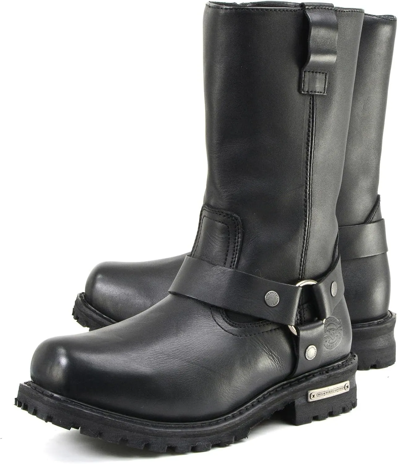 Milwaukee Leather Men’s Black Waterproof Boots 11-inch Wide Width Square Toe with Harness and Zipper MBM9061WP - 9W
