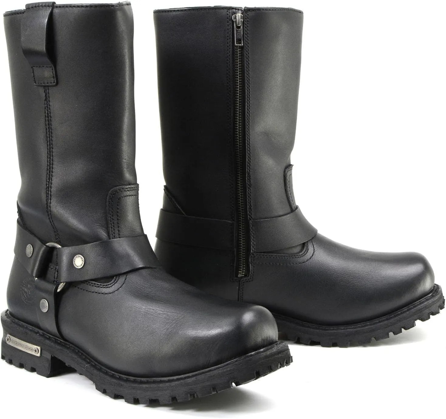 Milwaukee Leather Men’s Black Waterproof Boots 11-inch Wide Width Square Toe with Harness and Zipper MBM9061WP - 9W