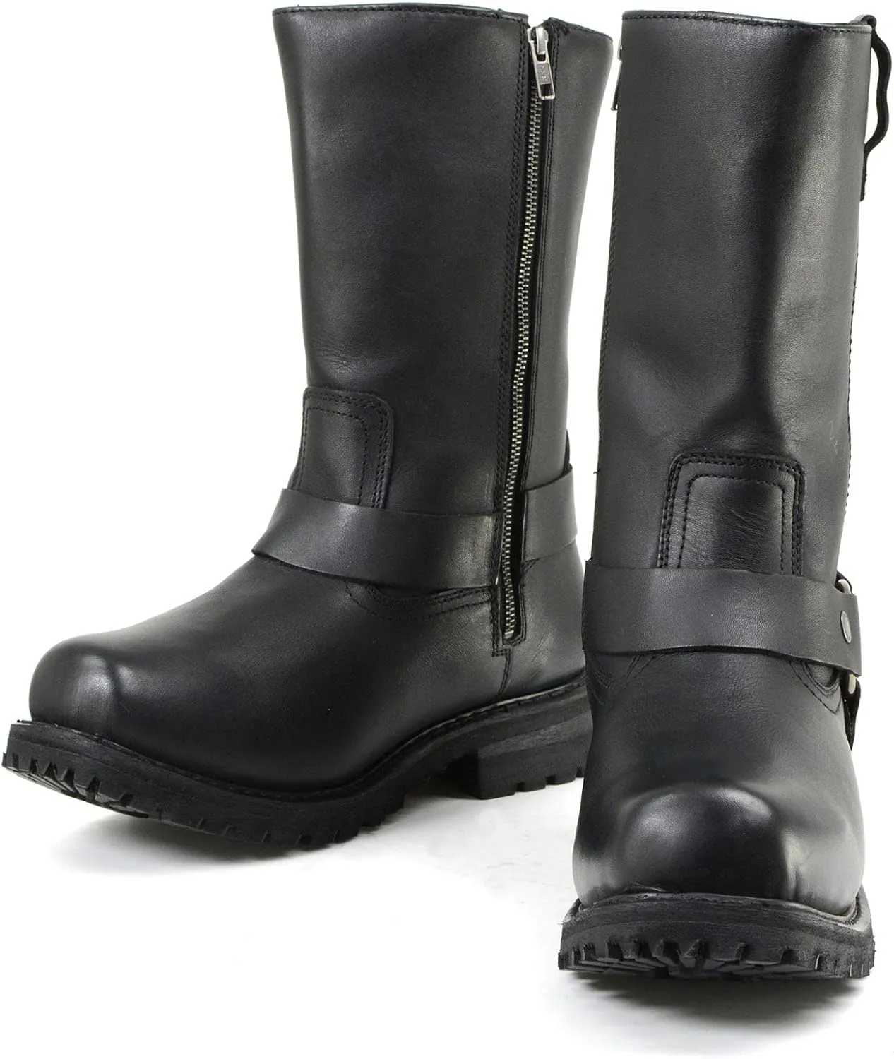 Milwaukee Leather Men’s Black Waterproof Boots 11-inch Wide Width Square Toe with Harness and Zipper MBM9061WP - 9W