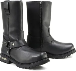 Milwaukee Leather Men’s Black Waterproof Boots 11-inch Wide Width Square Toe with Harness and Zipper MBM9061WP - 9W