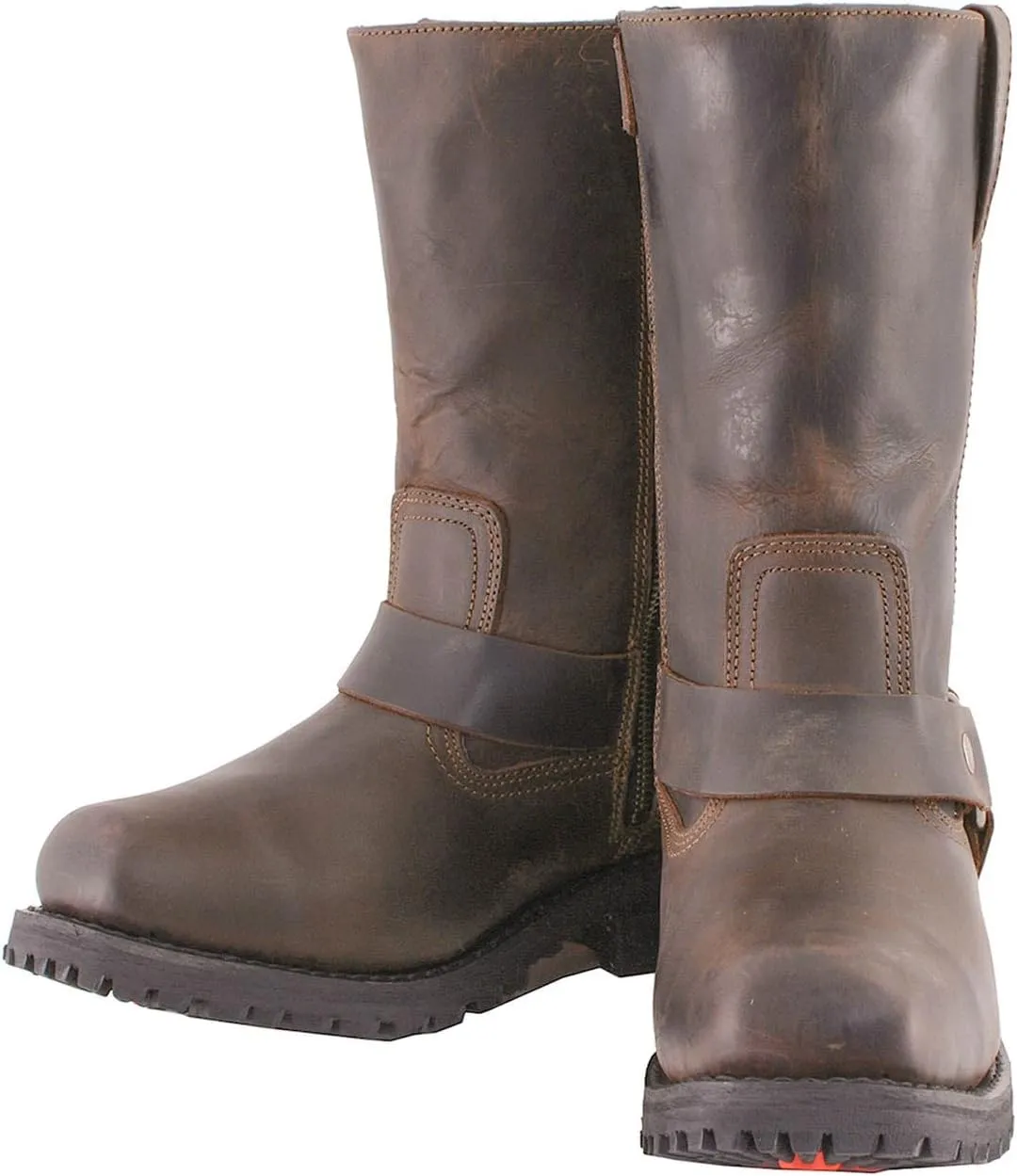 Milwaukee Leather Men's Classic 11-Inch Dark Brown Leather Harness Square Toe Motorcycle Boots MBM9062-11.5