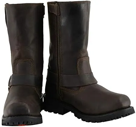 Milwaukee Leather Men's Classic 11-Inch Dark Brown Leather Harness Square Toe Motorcycle Boots MBM9062-13