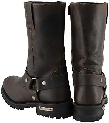 Milwaukee Leather Men's Classic 11-Inch Dark Brown Leather Harness Square Toe Motorcycle Boots MBM9062-13