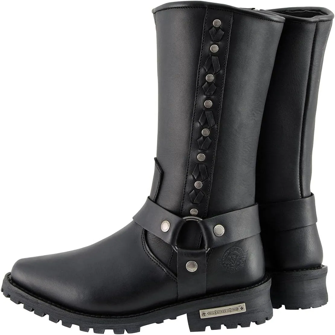 Milwaukee Leather Men's Classic Premium Leather Harness Motorcycle Boots Collection - 12
