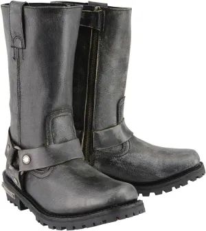 Milwaukee Leather Men's Distressed Brown Leather Wide Width 11-inch Square Toe Harness Motorcycle Boots MBM9005W