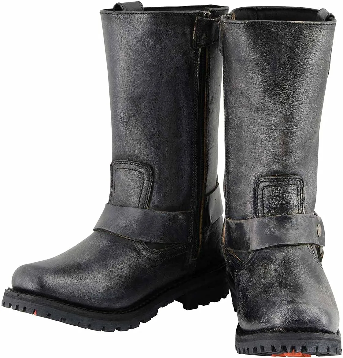 Milwaukee Leather Men's Distressed Brown Leather Wide Width 11-inch Square Toe Harness Motorcycle Boots MBM9005W