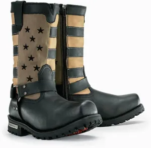 Milwaukee Leather Men's Stars and Stripes Black with Tan Motorcycle Rider Harness Boots MBM9045-13