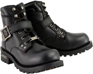 Milwaukee Leather Men's Wide-Width Classic Black Leather Lace-Up 6-inch Engineer Boots with Side Buckle MBM9010W - 10.5W
