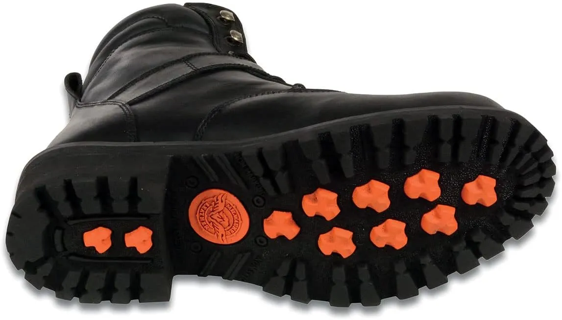 Milwaukee Leather Men's Wide-Width Classic Black Leather Lace-Up 6-inch Engineer Boots with Side Buckle MBM9010W - 10.5W