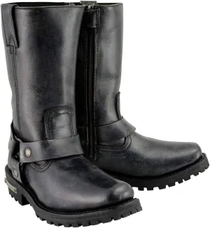 Milwaukee Leather Women's 11-Inch Distressed Grey Classic Harness Square Toe Leather Boots MBL9362-7.5
