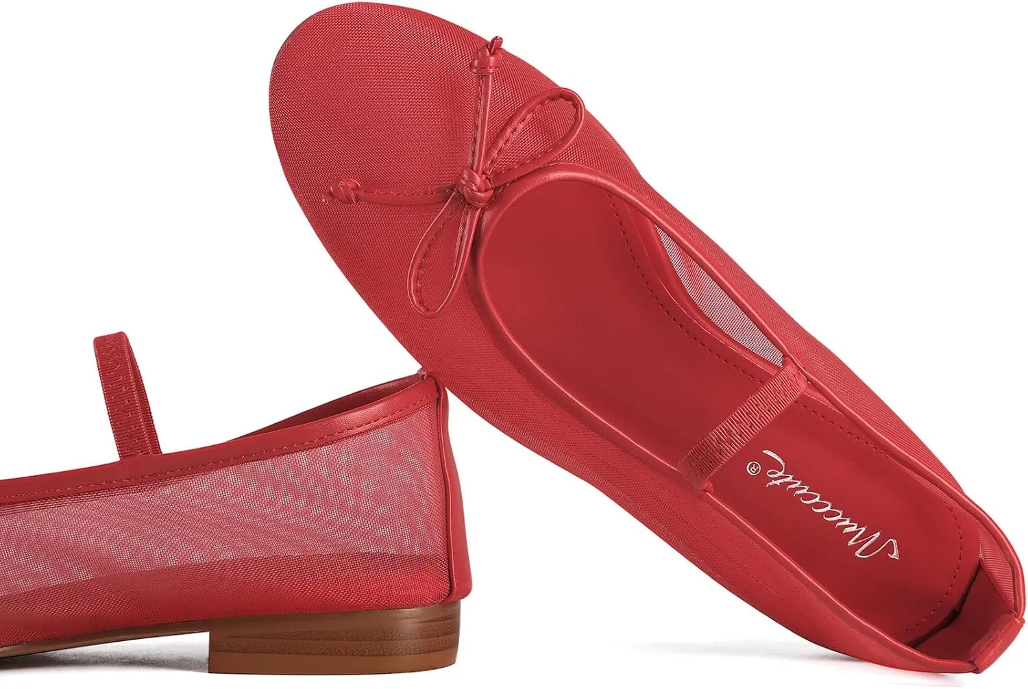 MUCCCUTE Women's Mesh Ballet Flats, Round Toe Ballerina Flats Shoes Casual Dress Mary Jane Flats