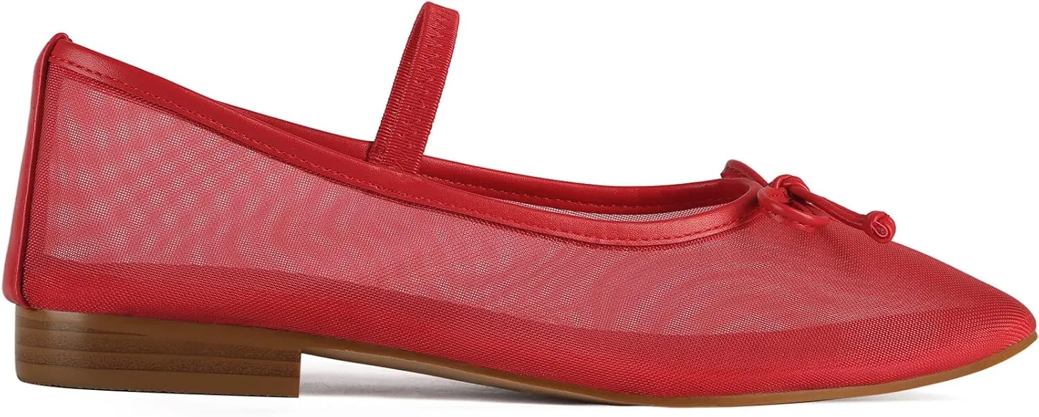 MUCCCUTE Women's Mesh Ballet Flats, Round Toe Ballerina Flats Shoes Casual Dress Mary Jane Flats