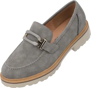 Mungrars Women's Moccasins - Elegant Slippers in Trendy Colours - Comfortable Loafers with Decorative Buckle - Fashionable Low Shoes