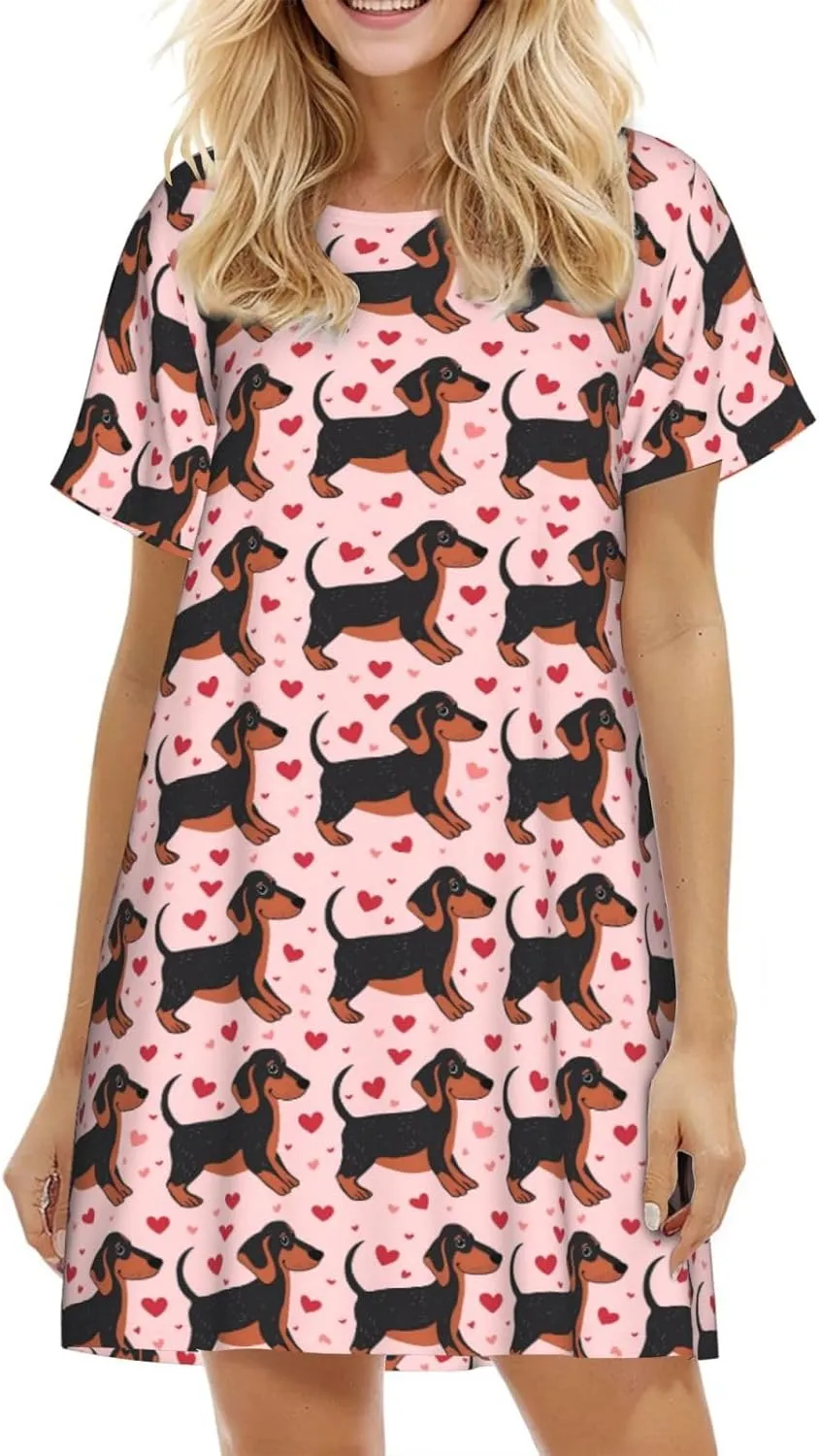 Nightgowns For Women Soft Cotton Sleepshirt Short Sleeve Lounge Dress Casual Ladies Sleepwear