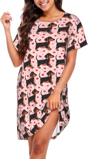 Nightgowns For Women Soft Cotton Sleepshirt Short Sleeve Lounge Dress Casual Ladies Sleepwear