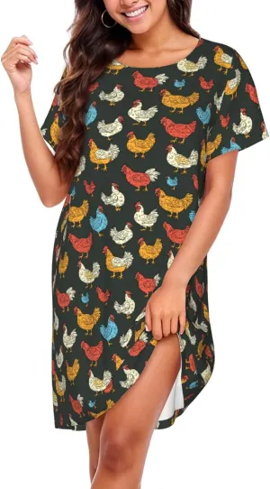 Nightgowns For Women Soft Cotton Sleepshirt Short Sleeve Lounge Dress Casual Ladies Sleepwear