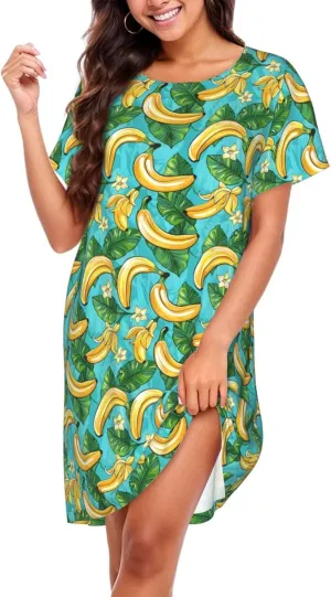 Nightgowns For Women Soft Cotton Sleepshirt Short Sleeve Lounge Dress Casual Ladies Sleepwear