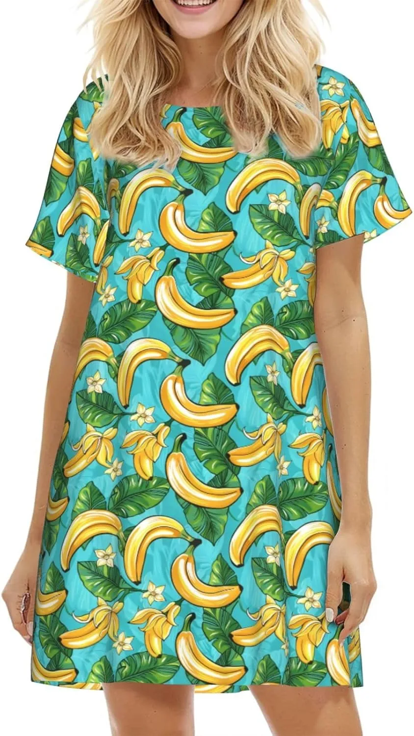 Nightgowns For Women Soft Cotton Sleepshirt Short Sleeve Lounge Dress Casual Ladies Sleepwear