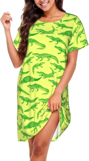 Nightgowns For Women Soft Cotton Sleepshirt Short Sleeve Lounge Dress Casual Ladies Sleepwear