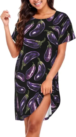 Nightgowns For Women Soft Cotton Sleepshirt Short Sleeve Lounge Dress Casual Ladies Sleepwear