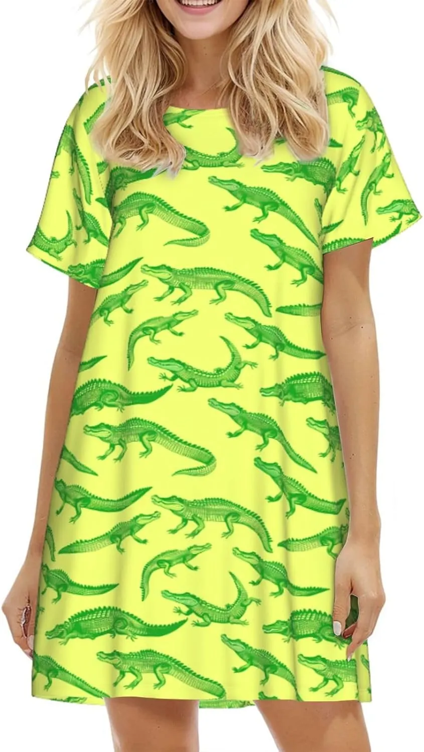 Nightgowns For Women Soft Cotton Sleepshirt Short Sleeve Lounge Dress Casual Ladies Sleepwear