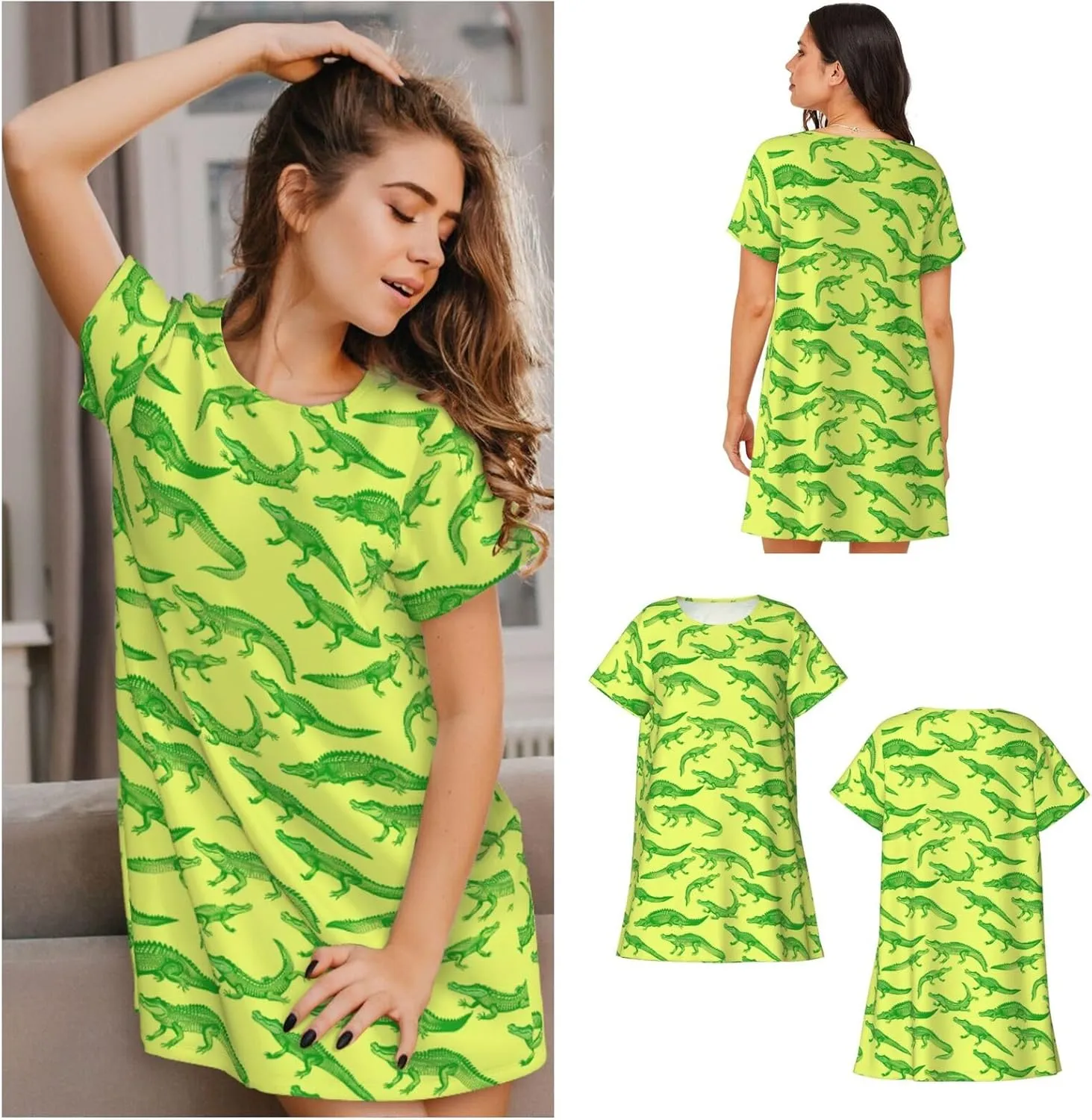 Nightgowns For Women Soft Cotton Sleepshirt Short Sleeve Lounge Dress Casual Ladies Sleepwear