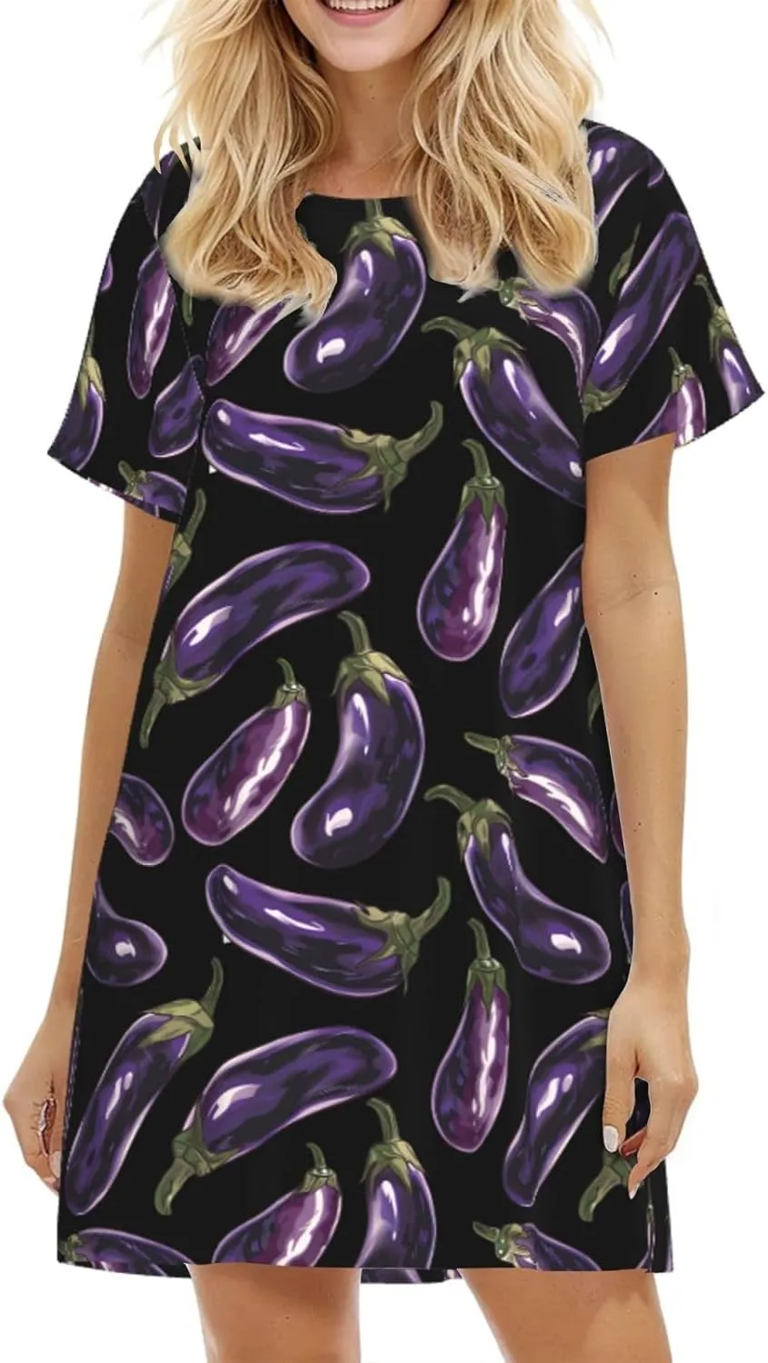 Nightgowns For Women Soft Cotton Sleepshirt Short Sleeve Lounge Dress Casual Ladies Sleepwear
