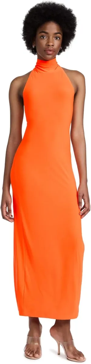 Norma Kamali Women's Halter Turtle Side Slit Gown