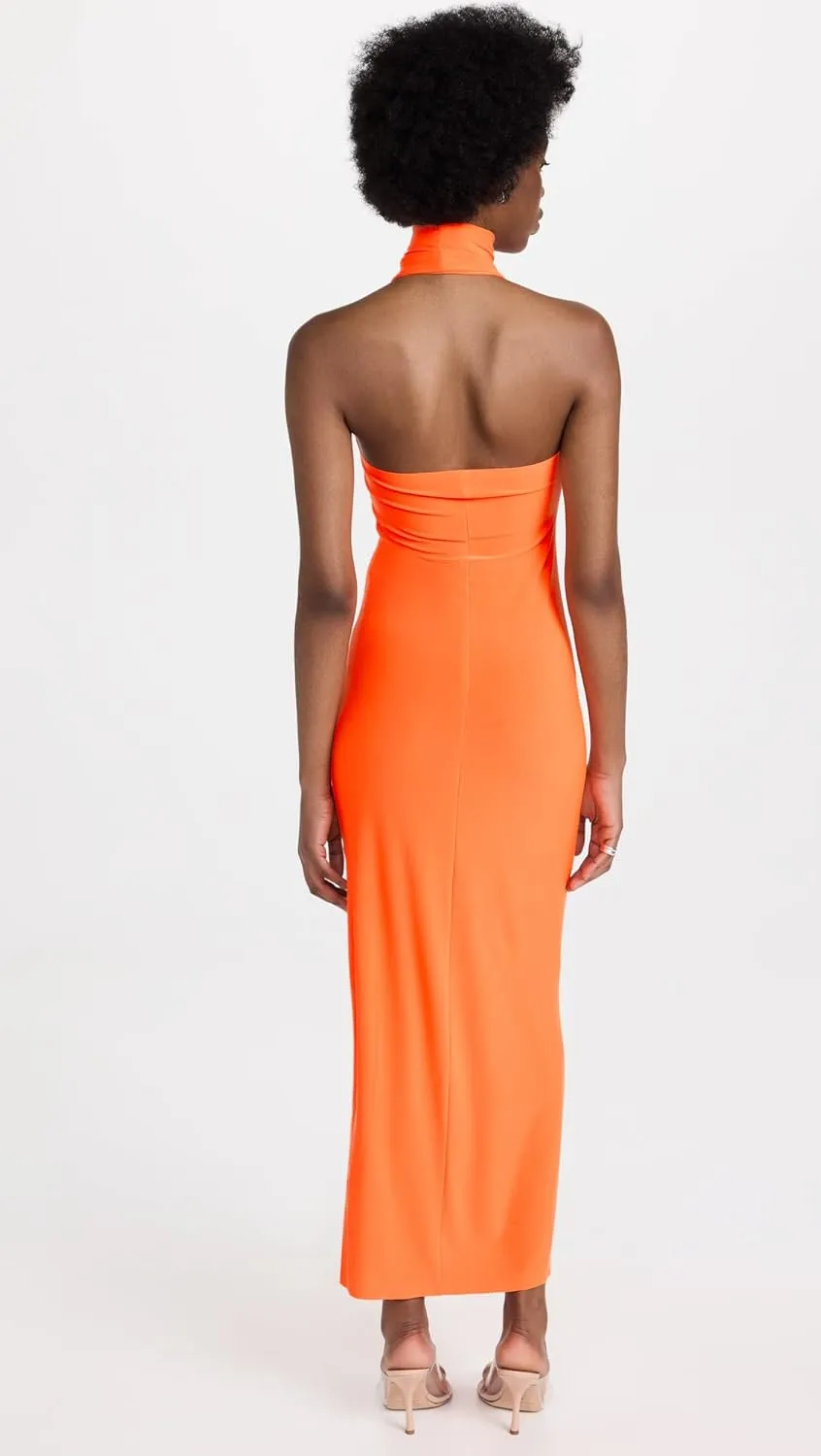 Norma Kamali Women's Halter Turtle Side Slit Gown