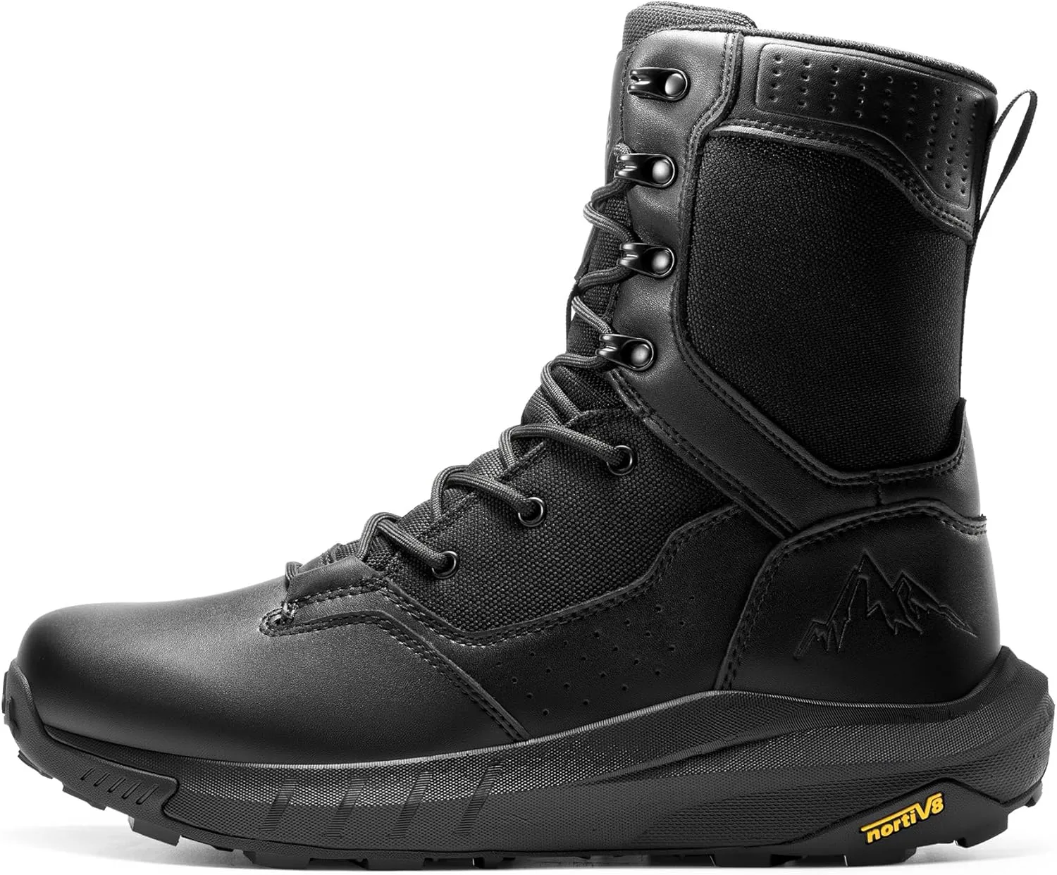 NORTIV 8 Men's Breathable Military Tactical Combat Boots Side Zipper Arch Support Leather Lightweight Motorcycle Work Hiking Boots 8 Inches DesertStorm