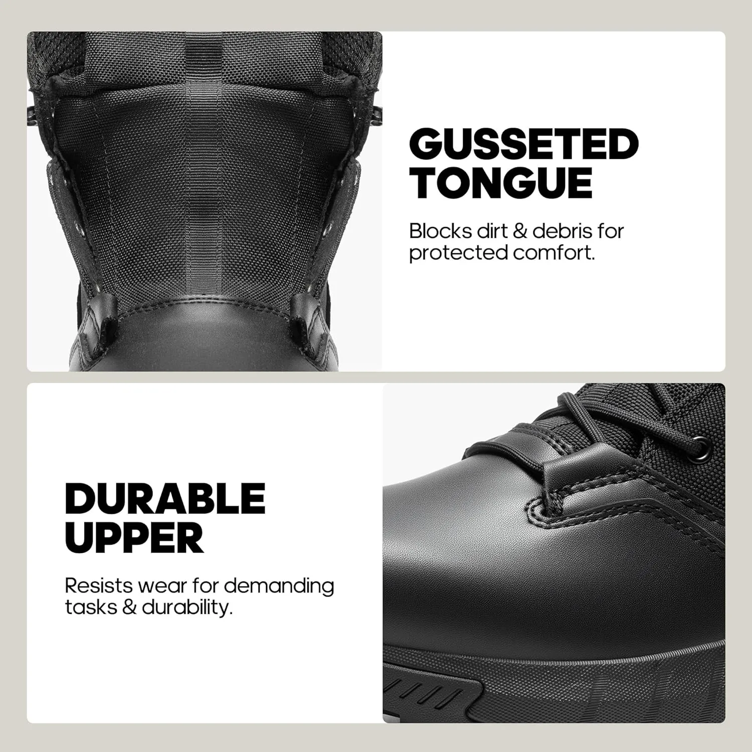 NORTIV 8 Men's Breathable Military Tactical Combat Boots Side Zipper Arch Support Leather Lightweight Motorcycle Work Hiking Boots 8 Inches DesertStorm