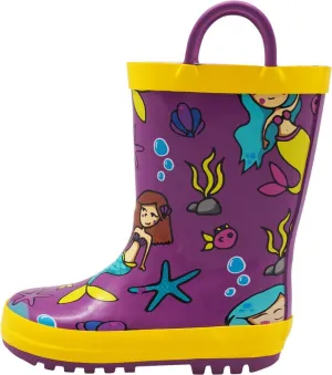 NORTY Rubber Rain Boots for Kids - Waterproof Rubber Boots Boys and Girls Solid & Printed Rainboots for Toddlers and Kids