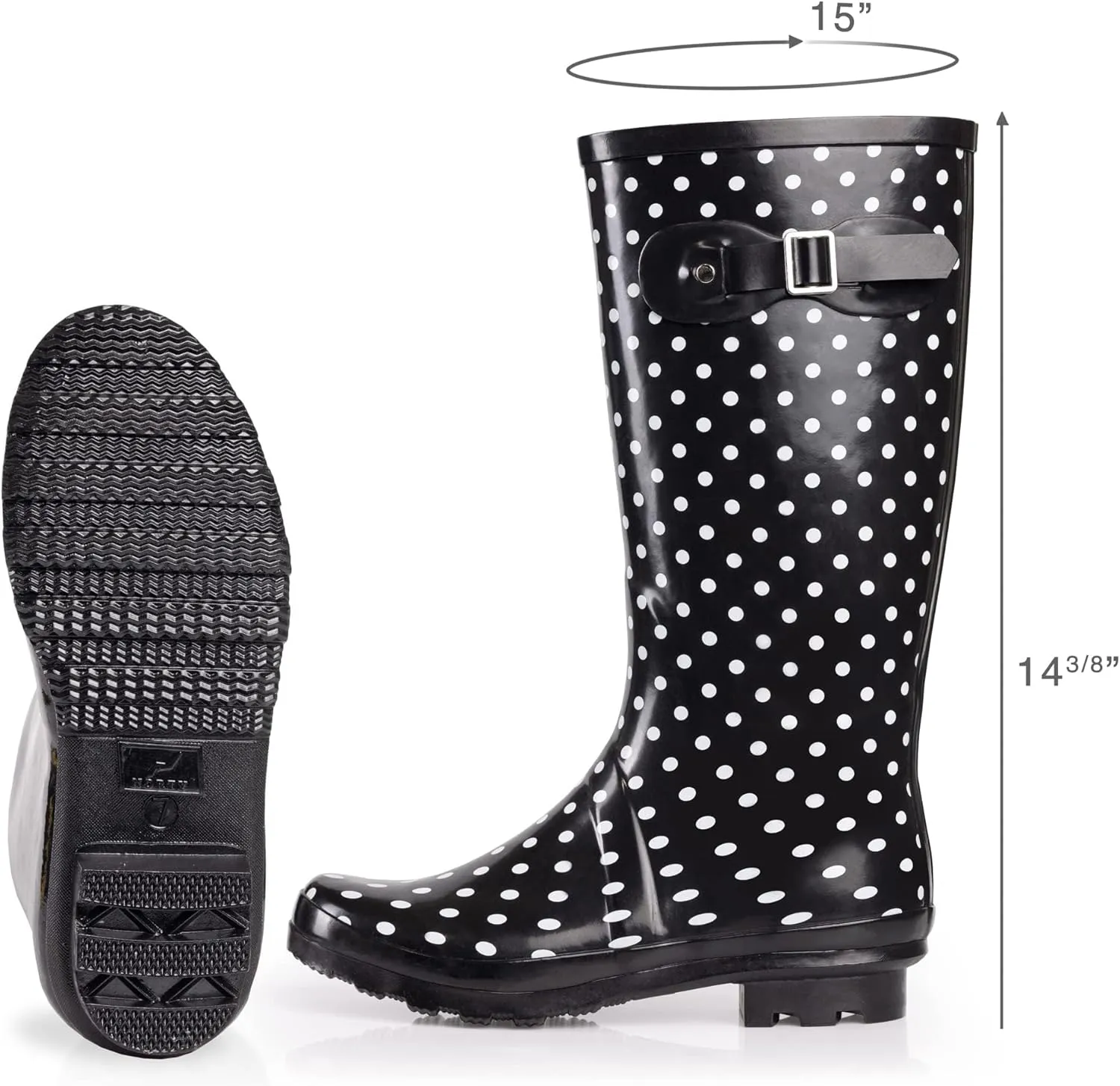 NORTY Women's Hurricane Rain Boots Knee High Calf Length - Glossy Matte Waterproof Rubber Tall Shoes