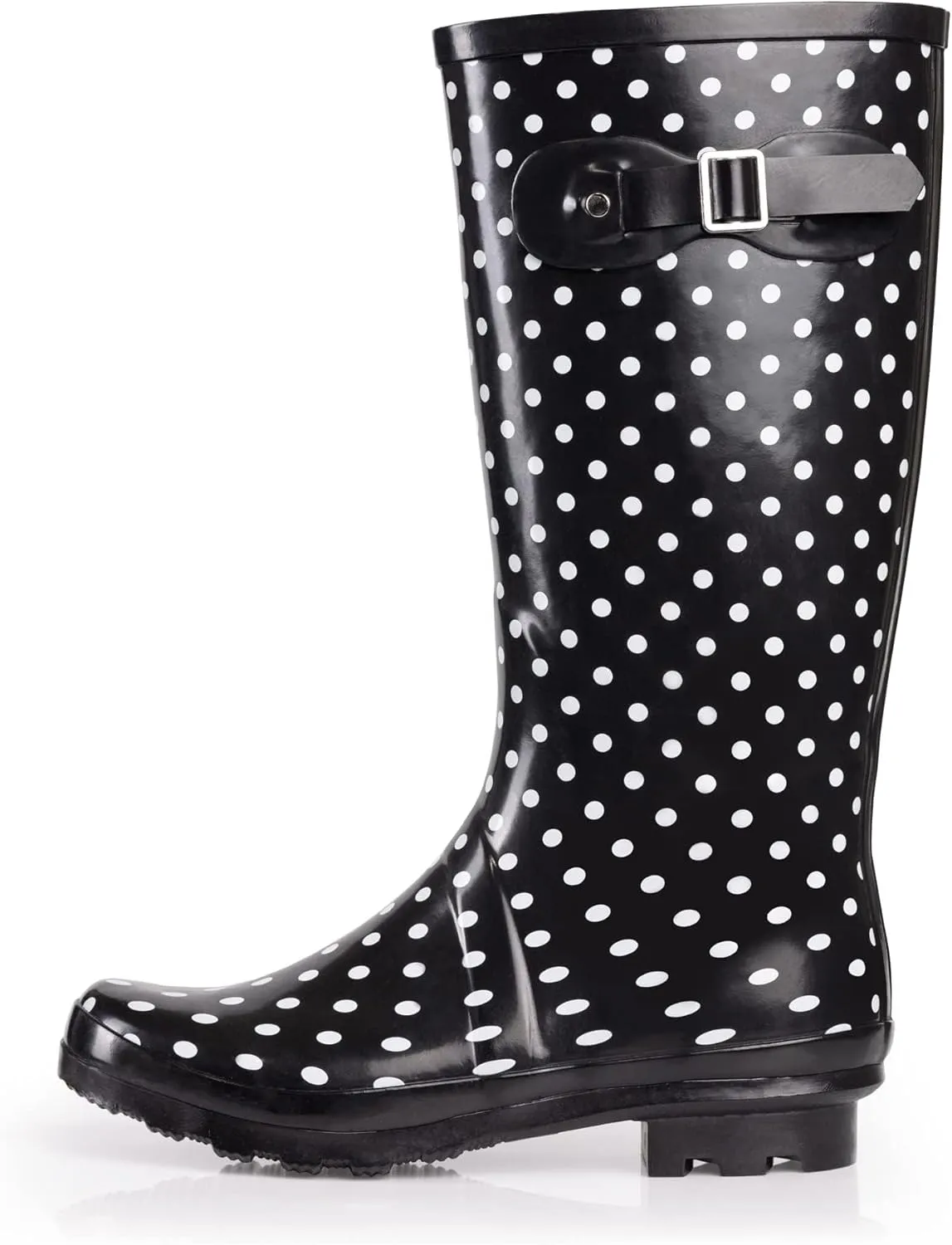 NORTY Women's Hurricane Rain Boots Knee High Calf Length - Glossy Matte Waterproof Rubber Tall Shoes