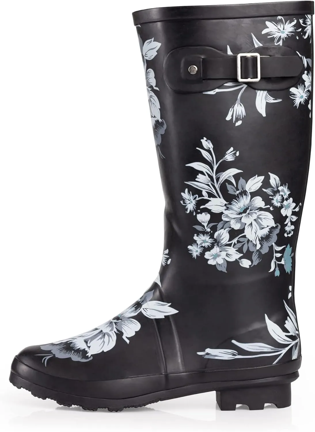 NORTY Women's Hurricane Rain Boots Knee High Calf Length - Glossy Matte Waterproof Rubber Tall Shoes