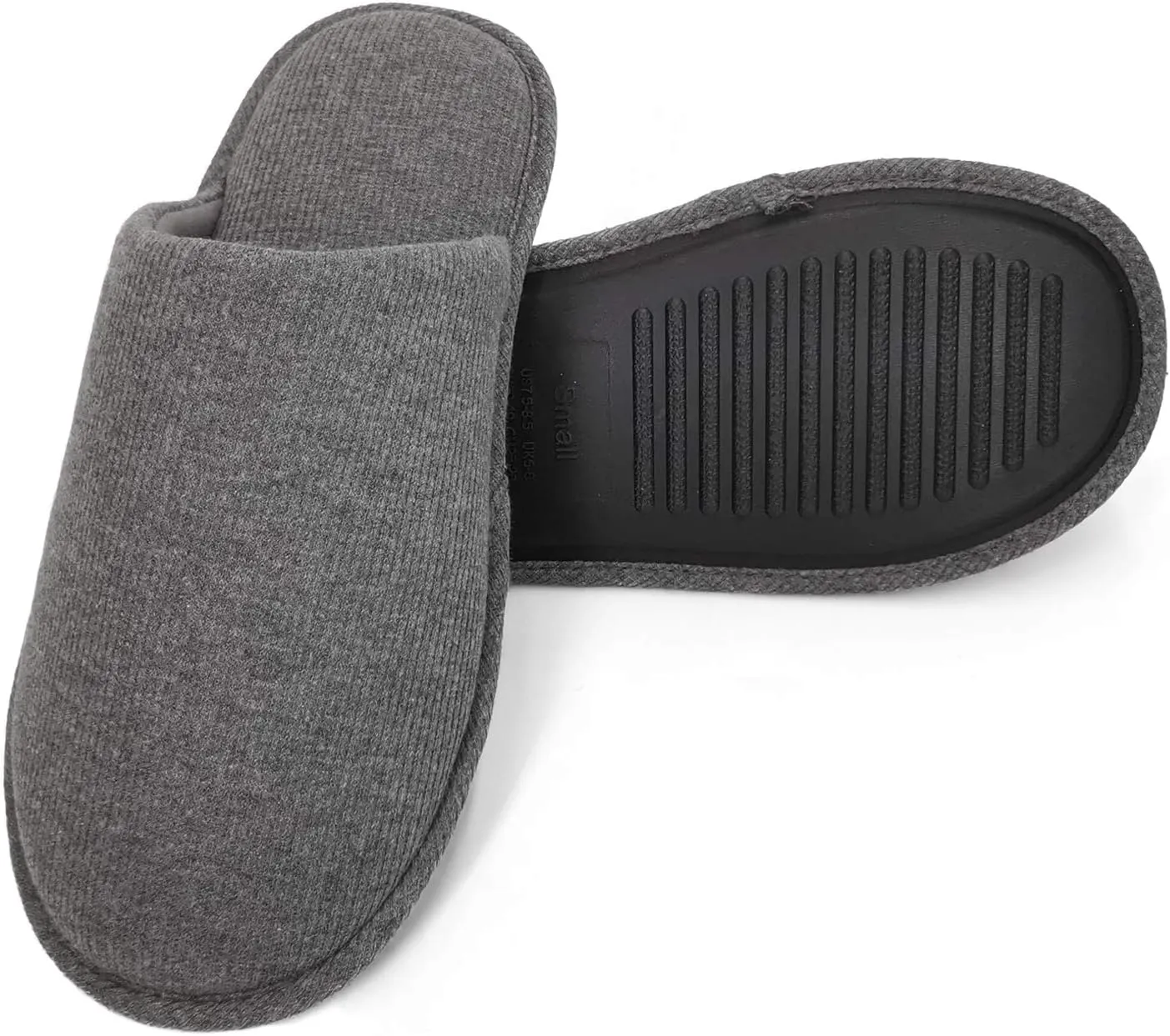 ofoot Mens Indoor Memory Foam Cotton Scuff Slippers Slip On Summer House Shoes Flats Breathable Lightweight Washable Non Skid Rubber Soles