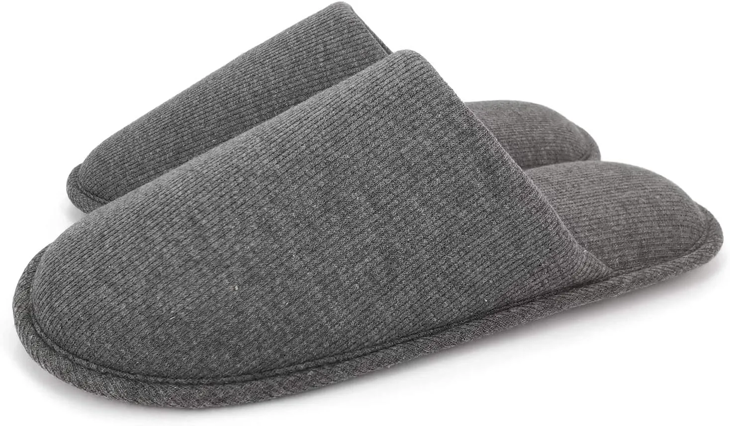 ofoot Mens Indoor Memory Foam Cotton Scuff Slippers Slip On Summer House Shoes Flats Breathable Lightweight Washable Non Skid Rubber Soles