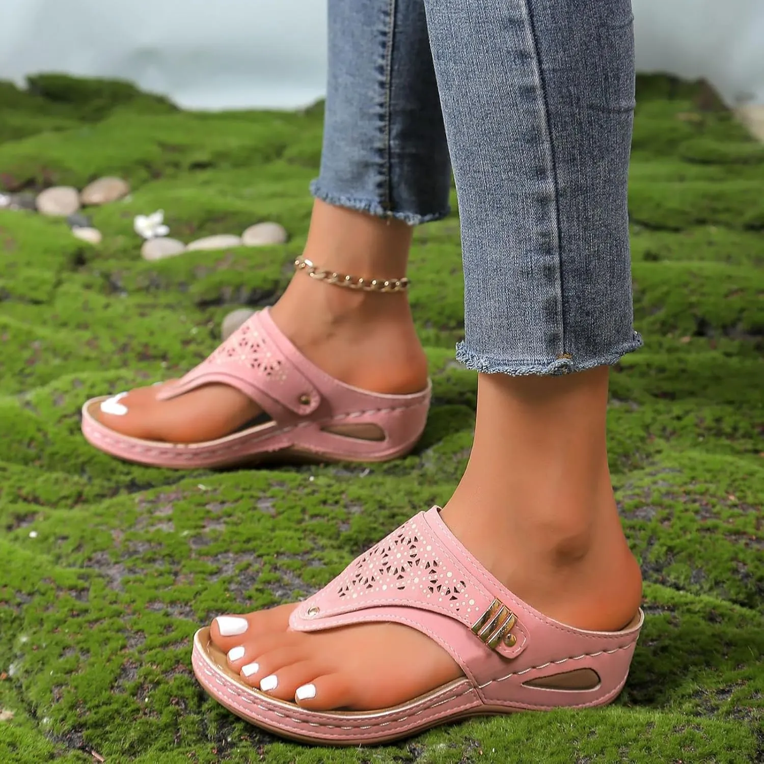 Orthopedic Sandals for Women - Arch Support Wedge Flip Flops Summer 2025 Comfortable Elegant Casual Beach Slippers