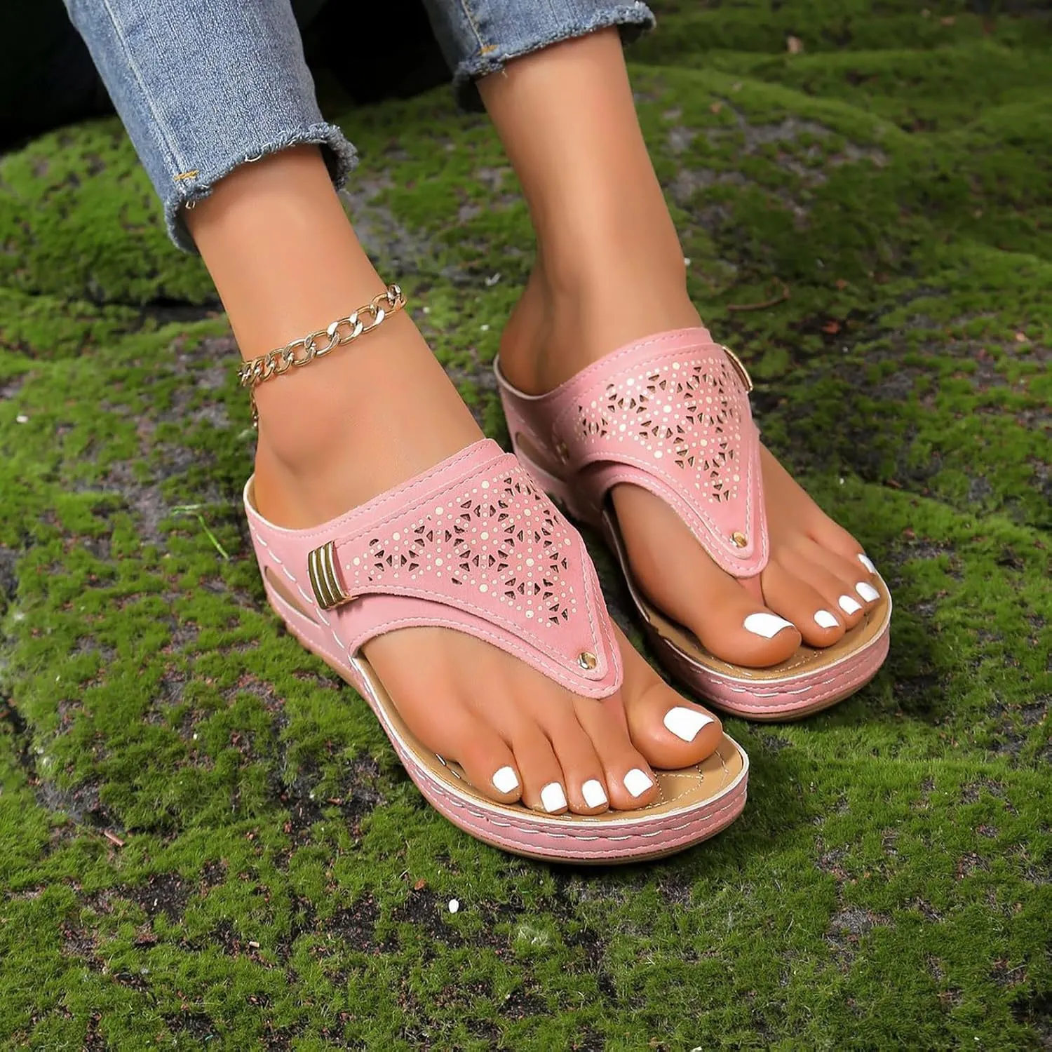 Orthopedic Sandals for Women - Arch Support Wedge Flip Flops Summer 2025 Comfortable Elegant Casual Beach Slippers
