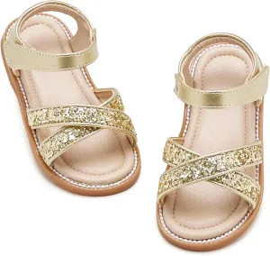 Otter MOMO Girls Open Toe Princess Flat Sandals with Comfort Sole Summer Sandals