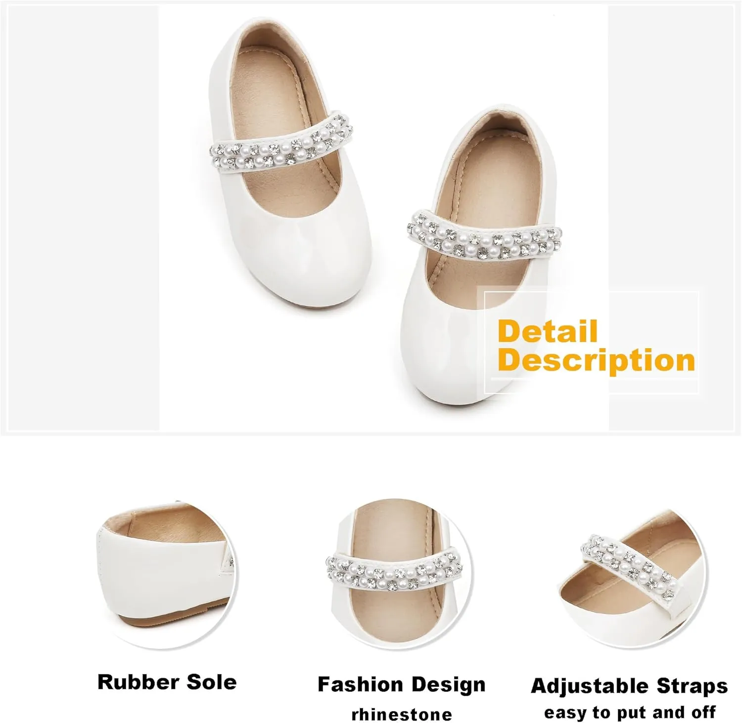 Otter MOMO Toddler/Little Girls Mary Jane Ballerina Flats Shoes Slip-on School Party Dress Shoes