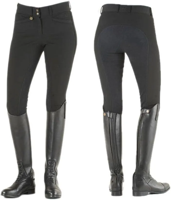 Ovation Women's Black Celebrity Slim Secret Moisture-Wicking Stretchy Front Zip Full Seat Slim Dry-Tex Syntec Antistatic Flexible Horse Riding Breeches, 42 Regular