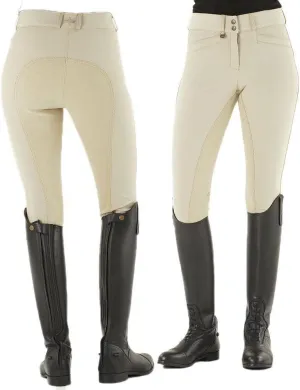 Ovation Women's Show Tan Celebrity Slim Secret Moisture-Wicking Stretchy Front Zip Full Seat Slim Dry-Tex Syntec Antistatic Flexible Horse Riding Breeches, 42 Regular