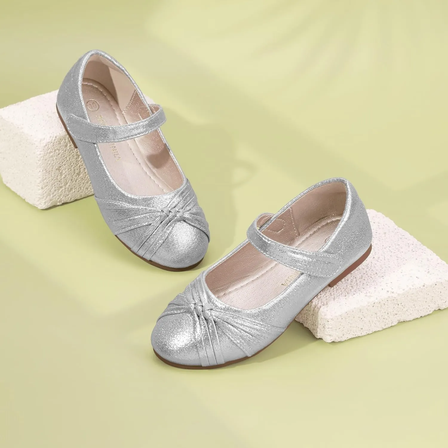 PANDANINJIA Rika Girls Dress Shoes Flower Girl Mary Jane Flats Wedding Party School Shoes for Toddler Little Kid Big Kid