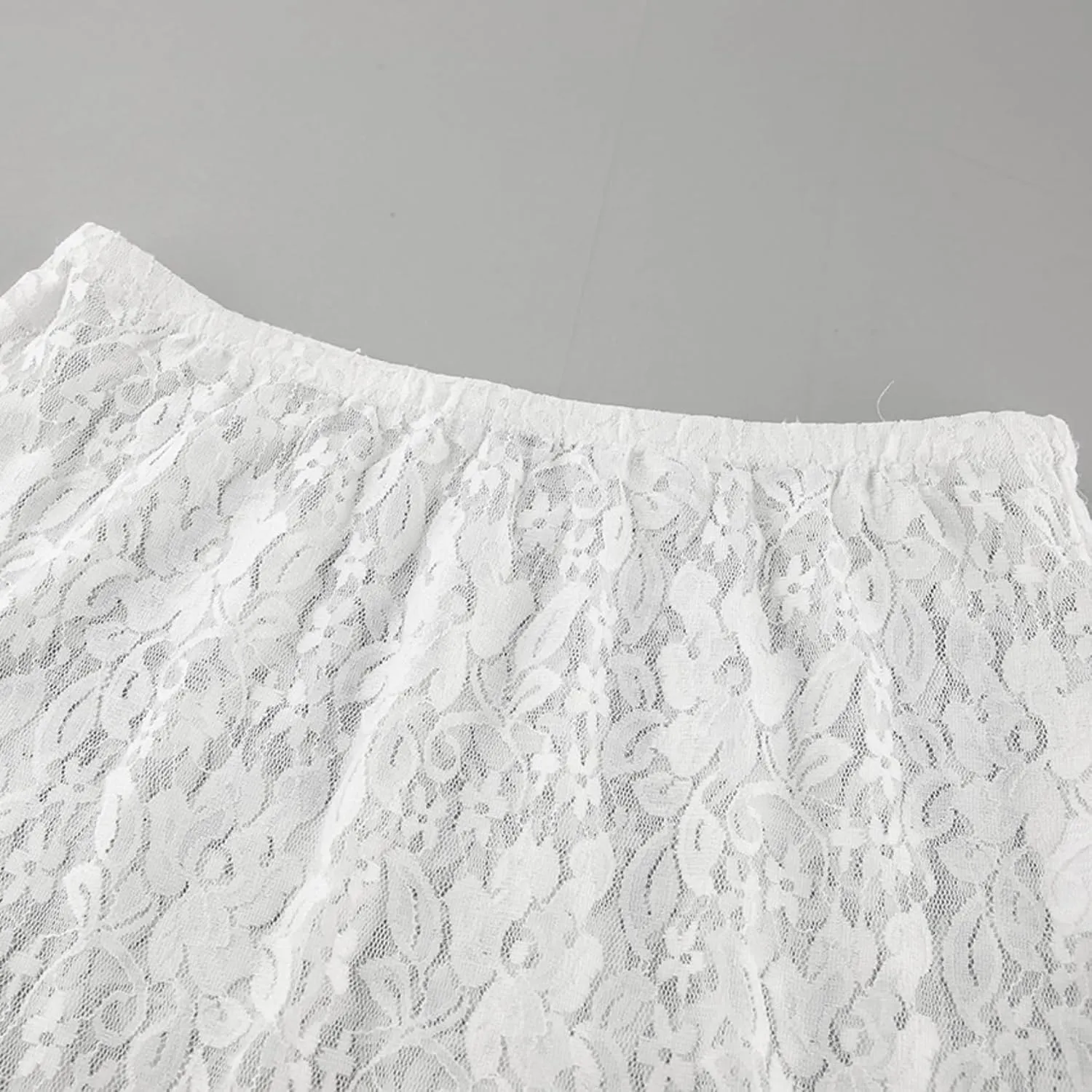 Perbai Women's Sexy Sheer Lace Skirt High Waisted Floral Embroidered Ruffled A Line Long Maxi Beach Skirts
