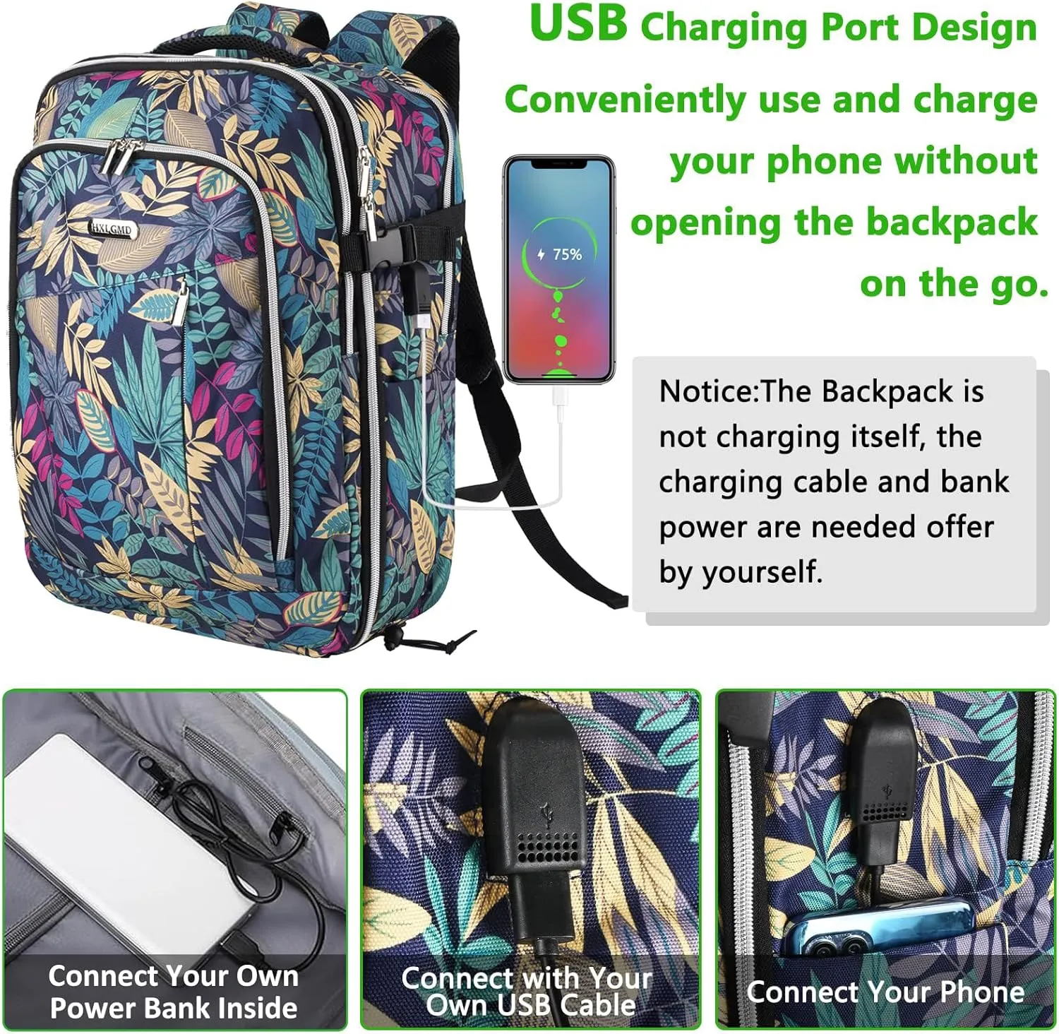 Personal Item Travel Carry On Luggage Backpack for Women Men Flight Approved Casual Weekender Laptop Bag for College Business Outdoors Hiking Water Resistant Lightweight Daypack with USB Charging Port