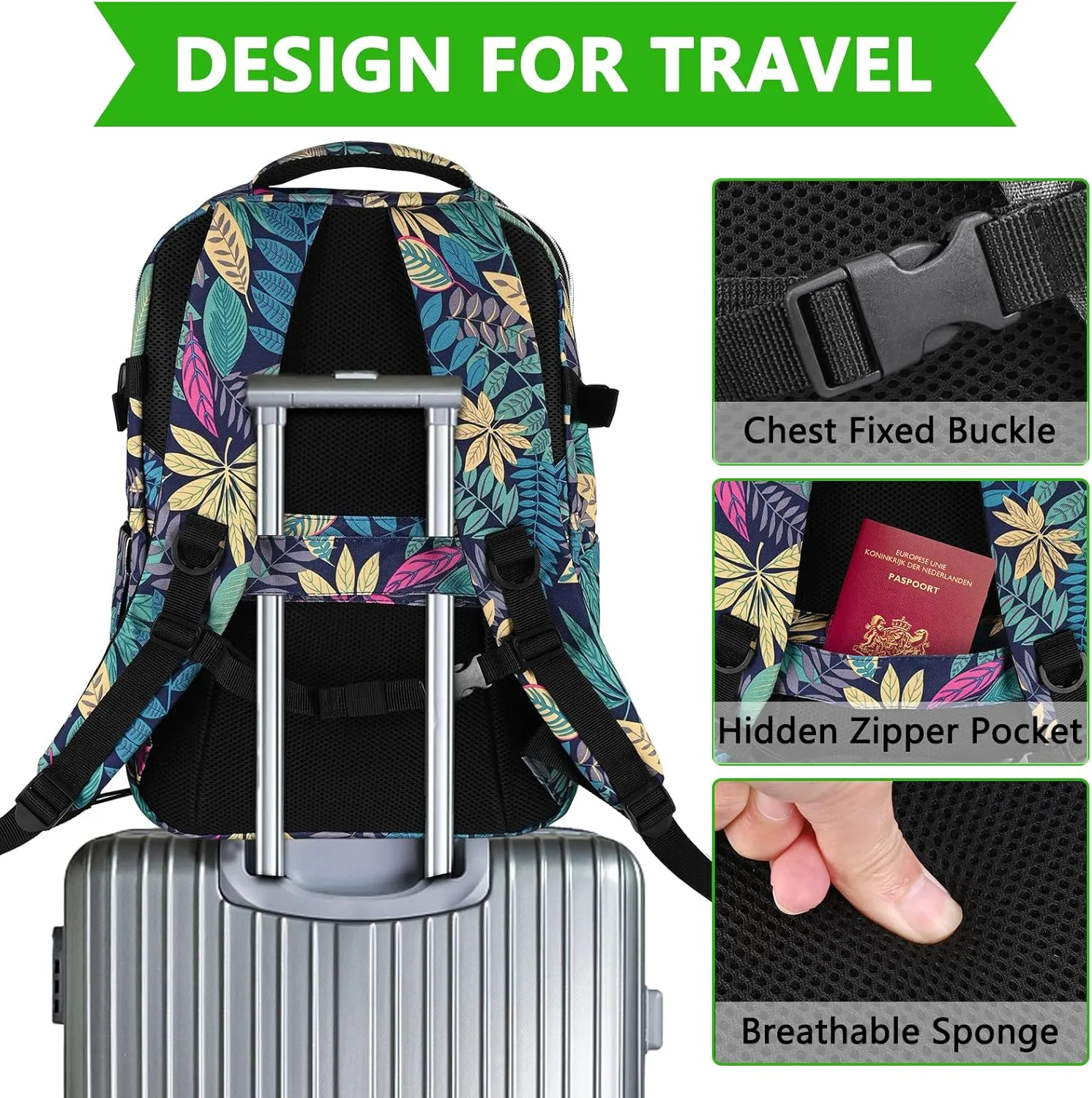 Personal Item Travel Carry On Luggage Backpack for Women Men Flight Approved Casual Weekender Laptop Bag for College Business Outdoors Hiking Water Resistant Lightweight Daypack with USB Charging Port