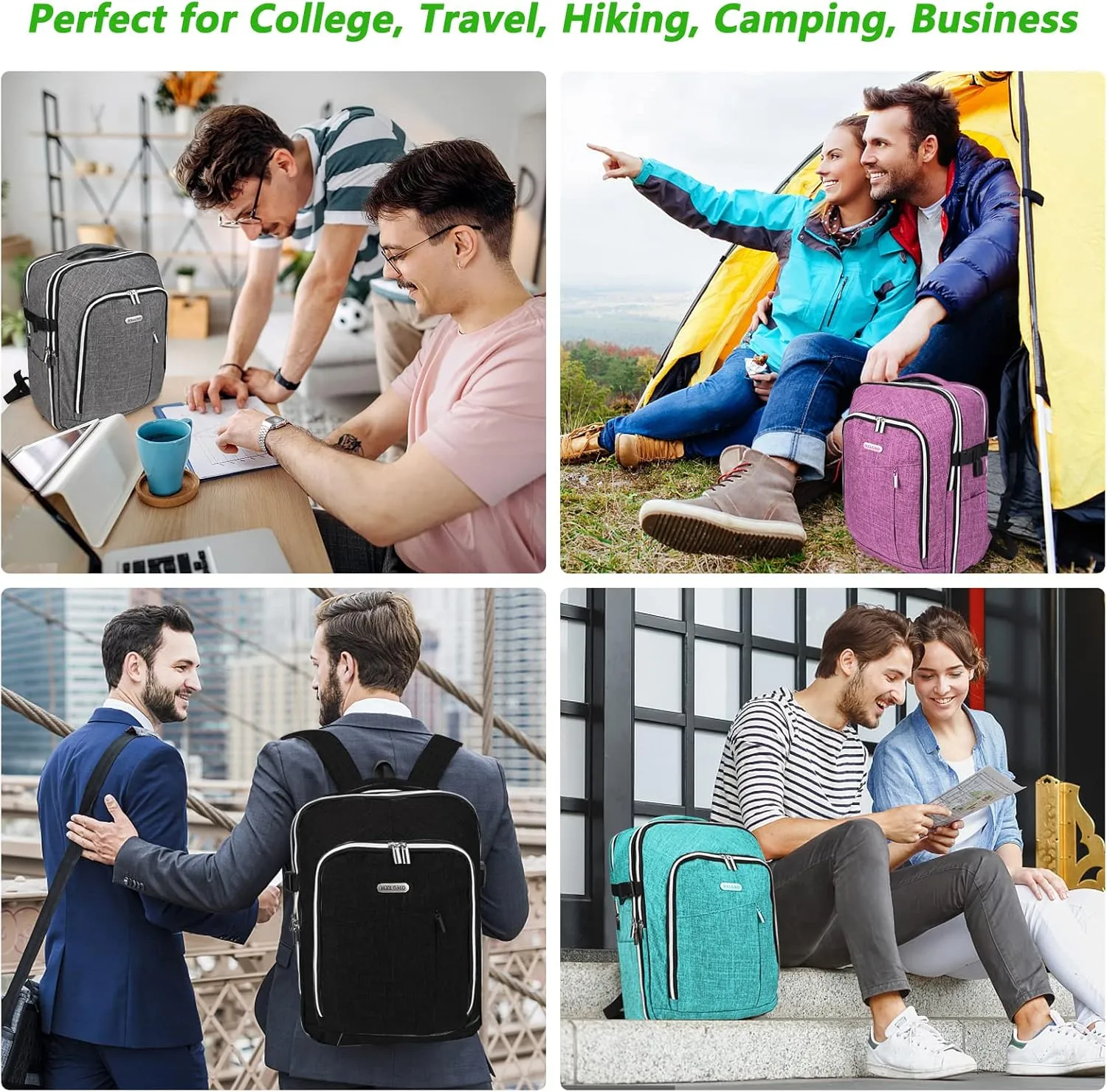 Personal Item Travel Carry On Luggage Backpack for Women Men Flight Approved Casual Weekender Laptop Bag for College Business Outdoors Hiking Water Resistant Lightweight Daypack with USB Charging Port